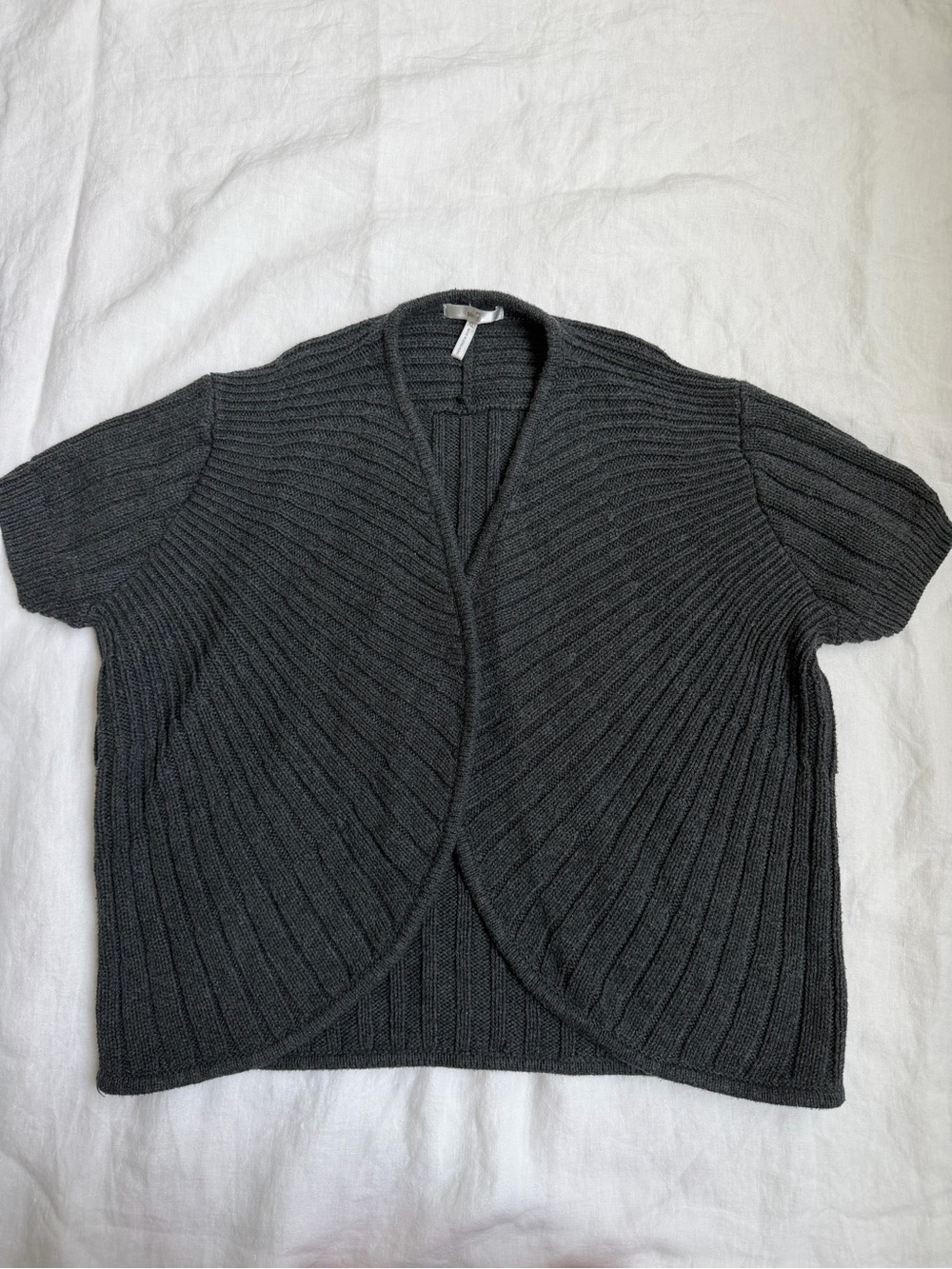 Metro 7 Charcoal Gray Ribbed Short-Sleeve Cardigan